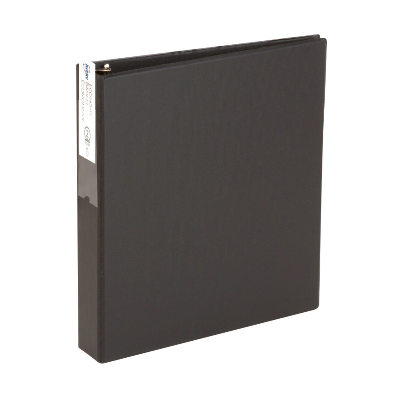 Avery Standard 3 Ring Binder with Label Holder, 2" Round Rings, 375-Sheet Capacity, 2.8 Inch Wide Spine, 1 Black Binder, Ideal for Lightweight Organization and Occasional Referencing (04501)